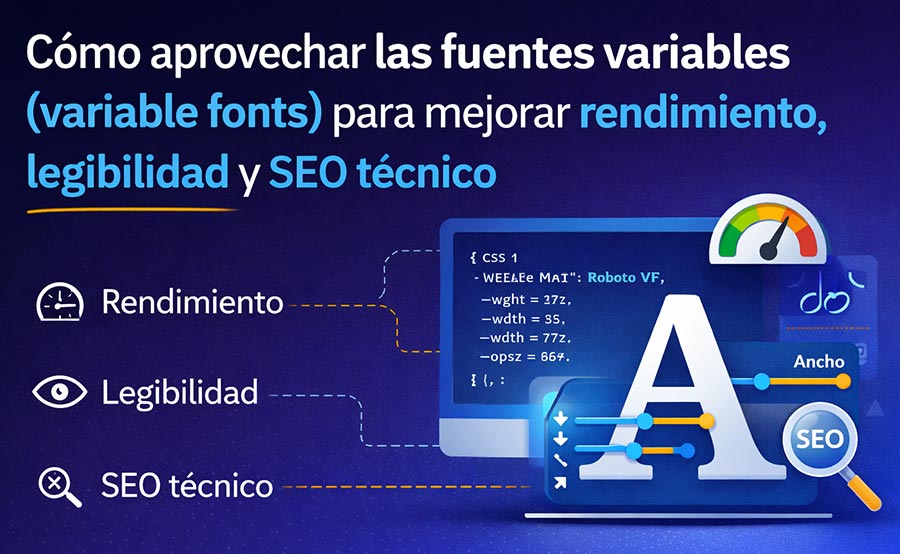 Fuentes variables, rendimiento, legibilidad y SEO técnico